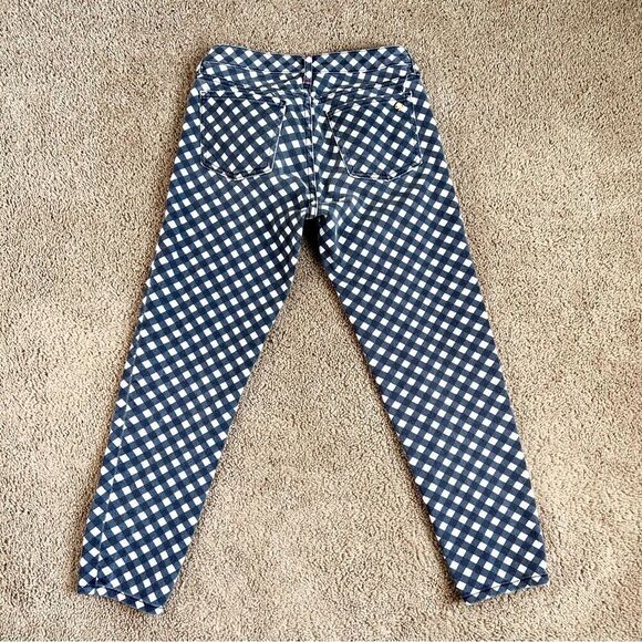 KATE Spade Blue White Gingham Plaid Broome Street  Cropped Stretch Jeans 26 - Picture 3 of 8